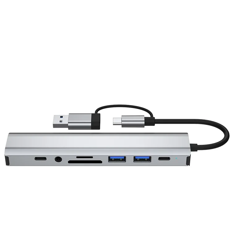 2509 USB-C / USB Hub 9-in-1 Dockingstation RJ45 USB3.0 USB2.0 USB-C2.0 3,5mm DC5V SD / TF Kartenleser Adapter