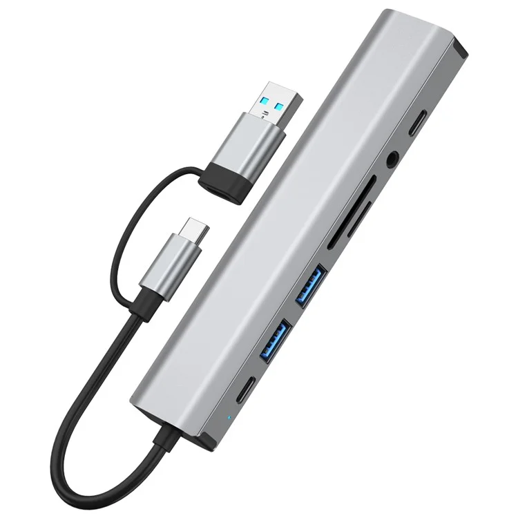 2509 USB-C / USB Hub 9-in-1 Dockingstation RJ45 USB3.0 USB2.0 USB-C2.0 3,5mm DC5V SD / TF Kartenleser Adapter