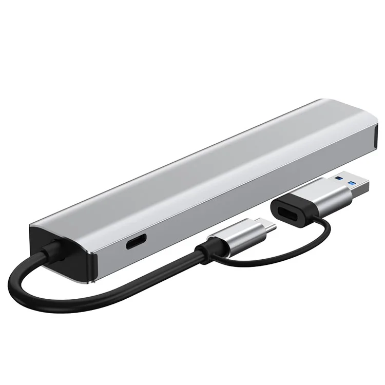 2509 USB-C / USB Hub 9-in-1 Dockingstation RJ45 USB3.0 USB2.0 USB-C2.0 3,5mm DC5V SD / TF Kartenleser Adapter
