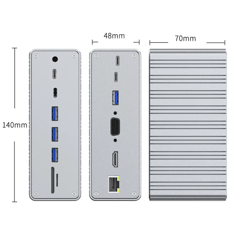 2428 Type-C Hub 13 in 1 Desktop Docking Station USB 3.0 Gigabit Ethernet HD VGA Adapter for Laptop
