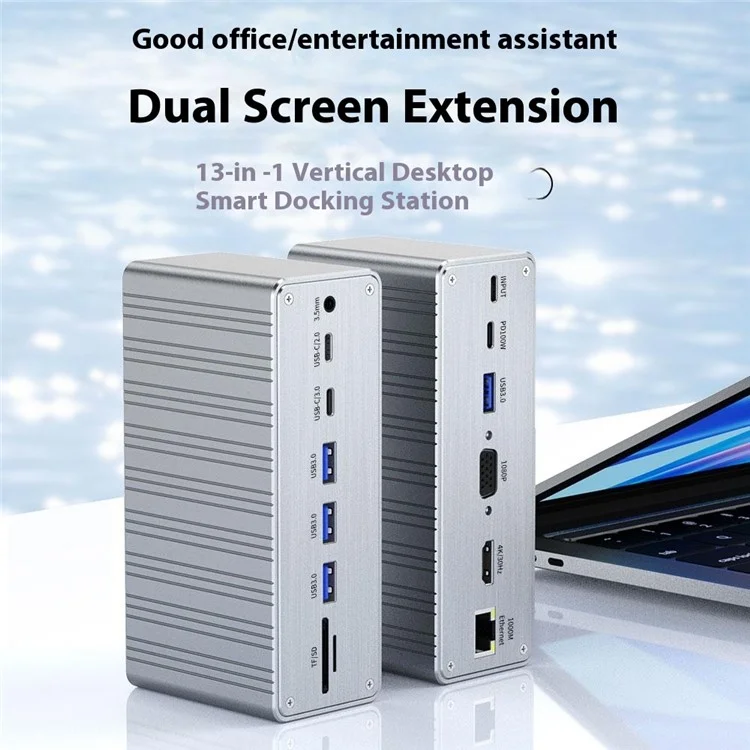 2428 Type-C Hub 13 in 1 Desktop Docking Station USB 3.0 Gigabit Ethernet HD VGA Adapter for Laptop