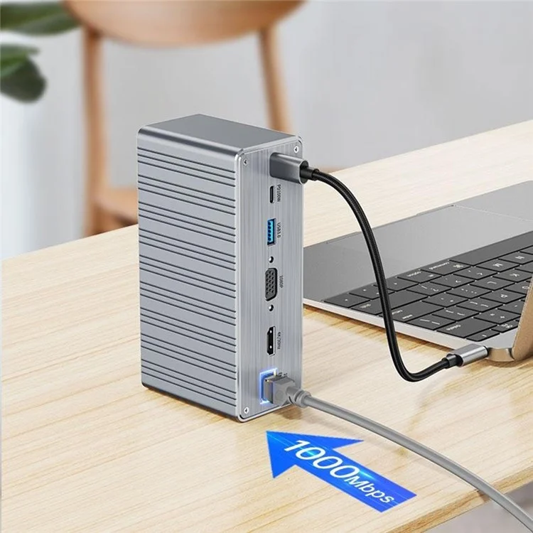 2428 Type-C Hub 13 in 1 Desktop Docking Station USB 3.0 Gigabit Ethernet HD VGA Adapter for Laptop