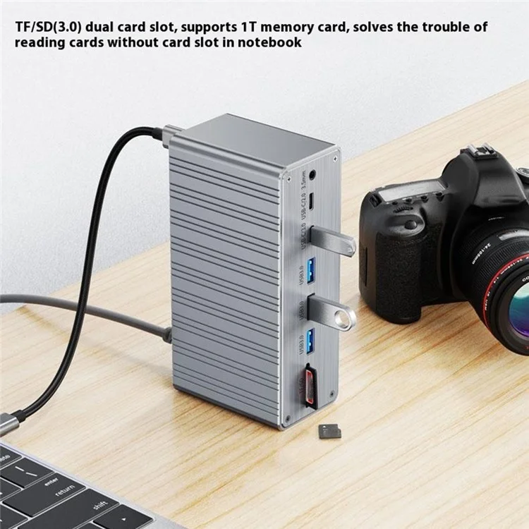 2428 Type-C Hub 13 in 1 Desktop Docking Station USB 3.0 Gigabit Ethernet HD VGA Adapter for Laptop