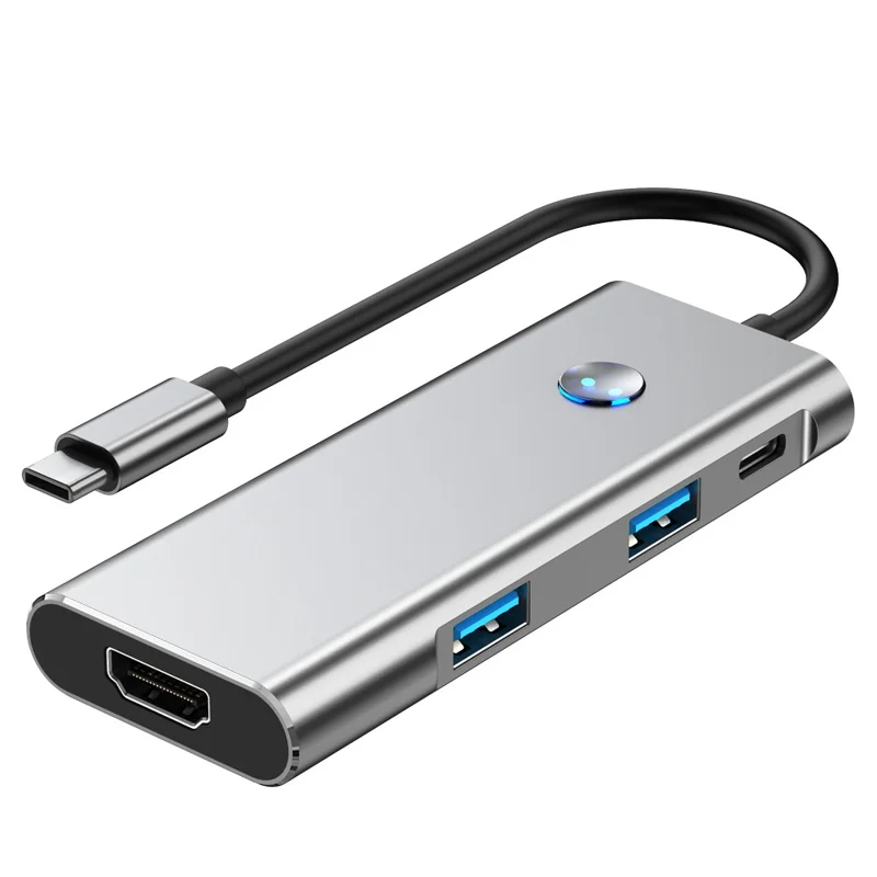 2426 USB Hub Type-C to 2 x USB3.2 + HD + PD 100W + 2 x USB-C3.2 One-Key Screen Off 6 in 1 Expansion Dock