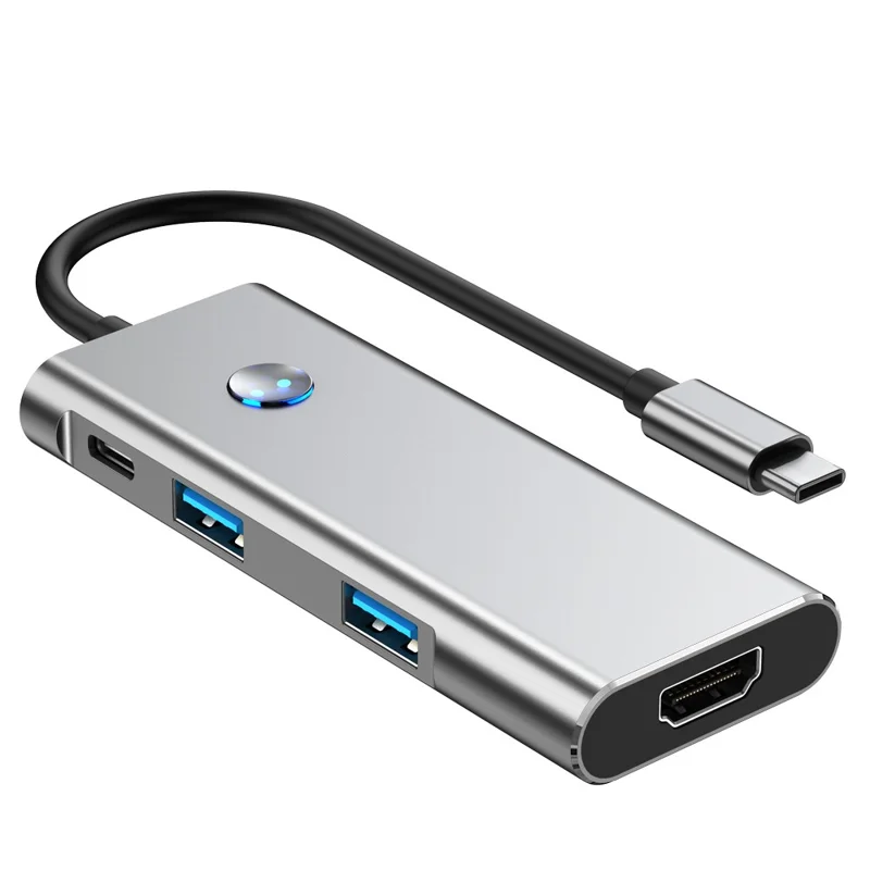 2426 USB Hub Type-C to 2 x USB3.2 + HD + PD 100W + 2 x USB-C3.2 One-Key Screen Off 6 in 1 Expansion Dock