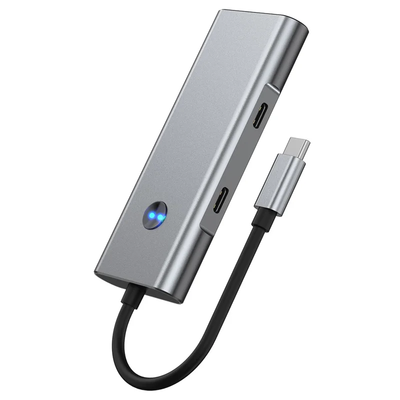 2426 USB Hub Type-C to 2 x USB3.2 + HD + PD 100W + 2 x USB-C3.2 One-Key Screen Off 6 in 1 Expansion Dock