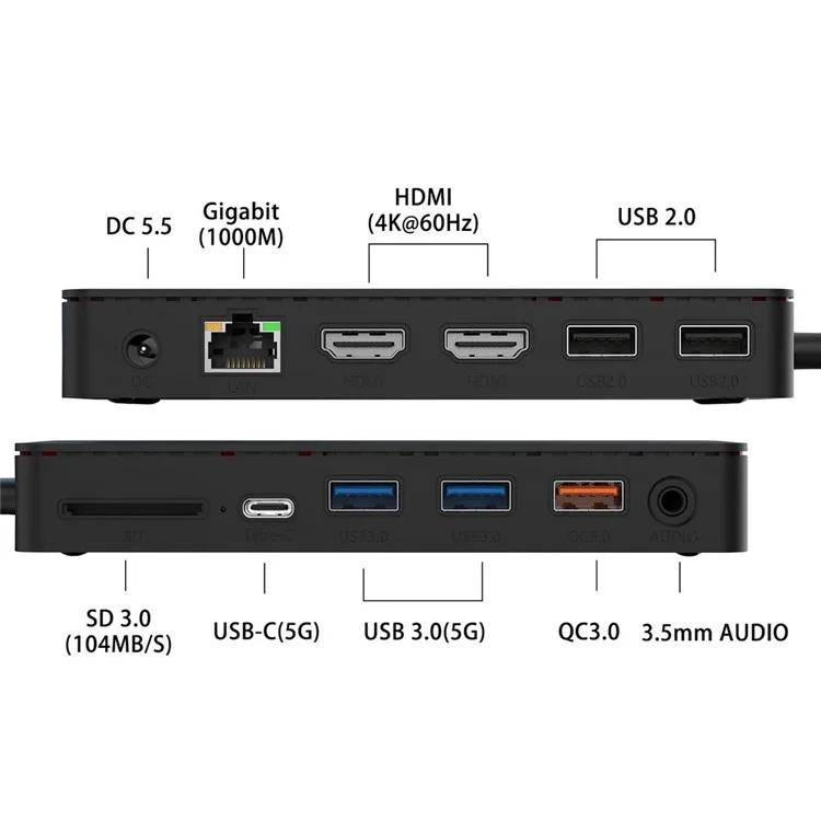 ONTEN SD13 Multifunction Docking Station for Microsoft Surface Pro  /  Go  /  Laptop HD Ethernet USB Expansion Hub