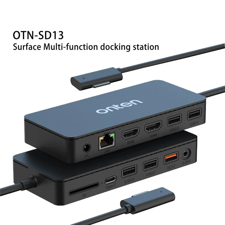 ONTEN SD13 Multifunction Docking Station for Microsoft Surface Pro  /  Go  /  Laptop HD Ethernet USB Expansion Hub