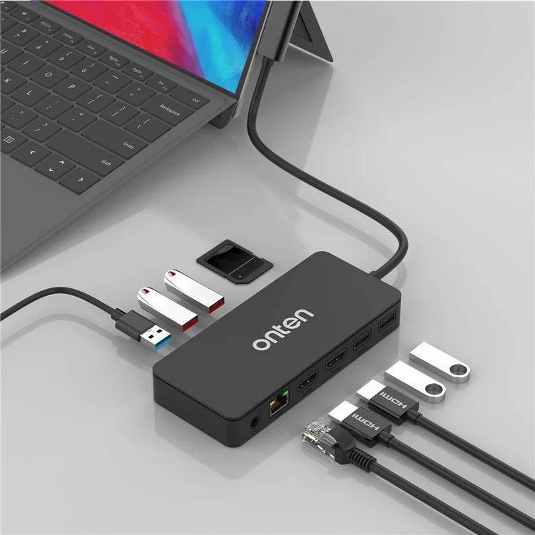 ONTEN SD13 Multifunction Docking Station for Microsoft Surface Pro  /  Go  /  Laptop HD Ethernet USB Expansion Hub
