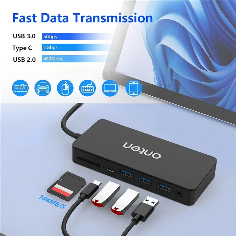 ONTEN SD13 Multifunction Docking Station for Microsoft Surface Pro  /  Go  /  Laptop HD Ethernet USB Expansion Hub