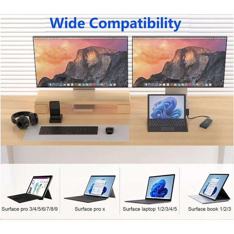 ONTEN SD13 Multifunction Docking Station for Microsoft Surface Pro  /  Go  /  Laptop HD Ethernet USB Expansion Hub