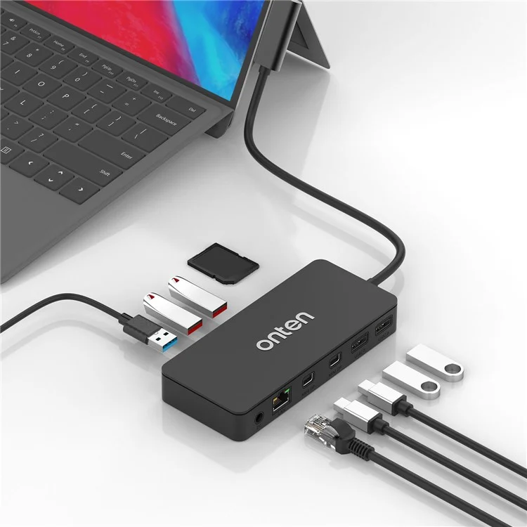 Station d'accueil ONTEN SD11 12 en 1 pour Microsoft Surface Pro / Go / Laptop avec adaptateur Mini DP 4K