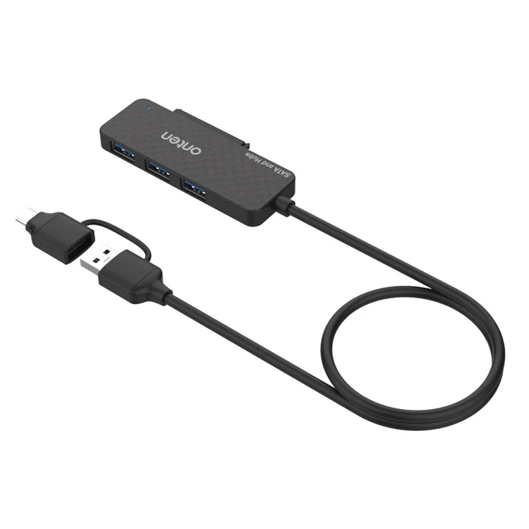 ONTEN UCA312 USB A + USB C to SATA Adapter with 3 Ports USB 3.0 Hub for 2.5 Inch HDD SSD