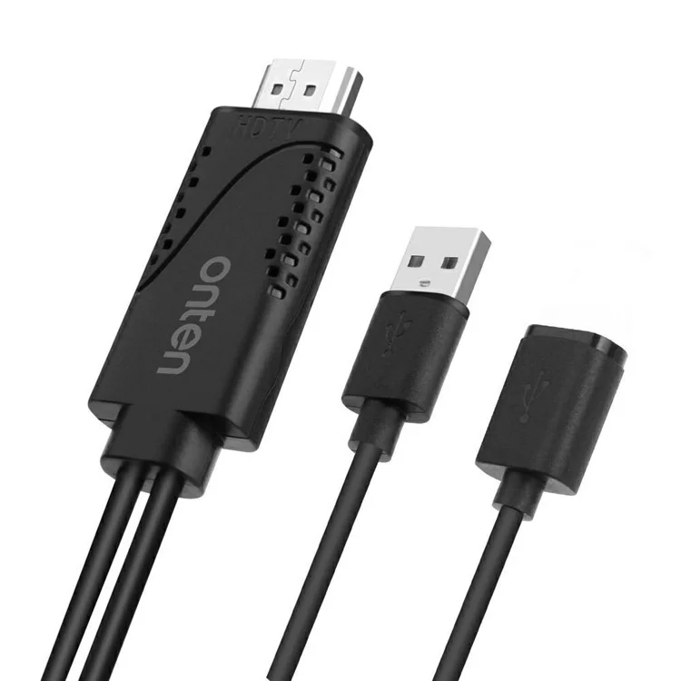 Cabo Adaptador ONTEN OTN-7562S de Energia USB Macho + USB 2.0 Fêmea para HD para Espelhamento de Tela de Smartphone