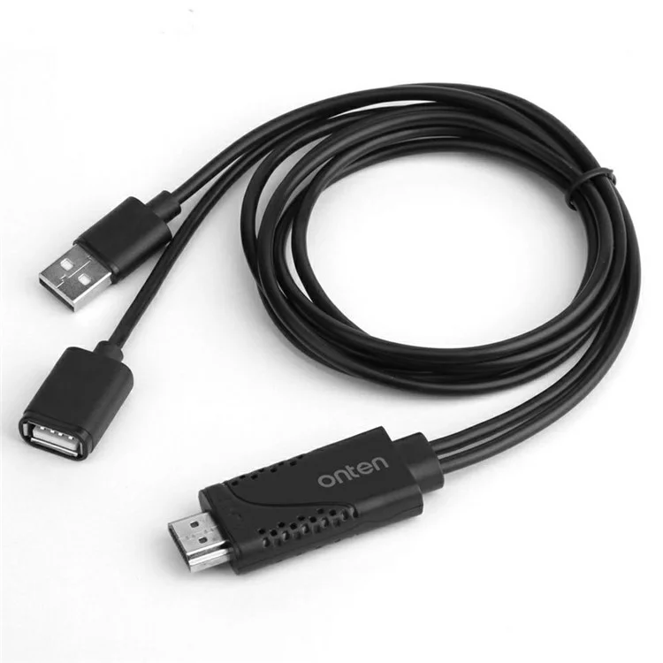 Cabo Adaptador ONTEN OTN-7562S de Energia USB Macho + USB 2.0 Fêmea para HD para Espelhamento de Tela de Smartphone