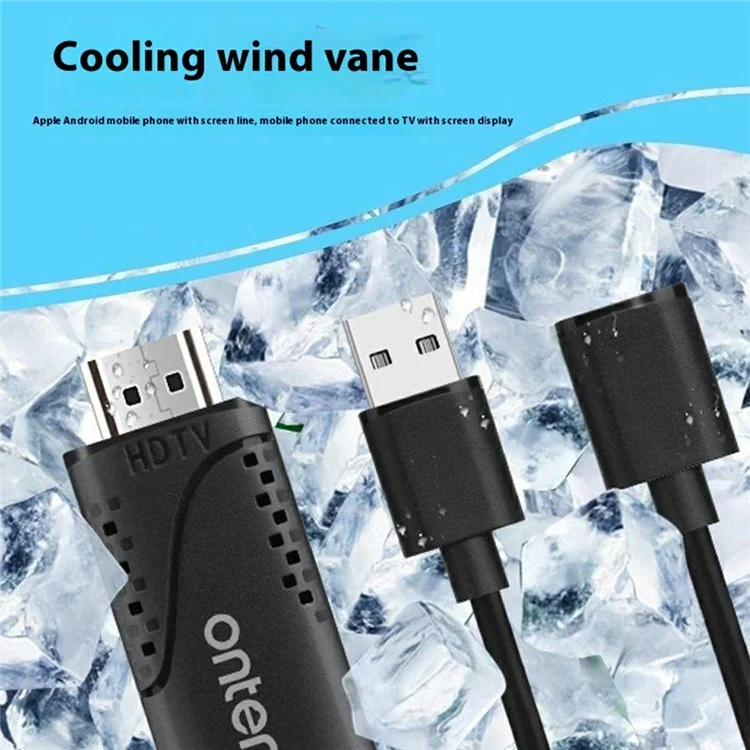 Cabo Adaptador ONTEN OTN-7562S de Energia USB Macho + USB 2.0 Fêmea para HD para Espelhamento de Tela de Smartphone