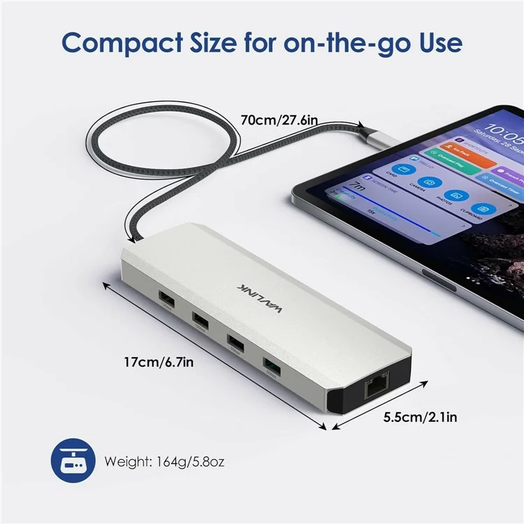 WAVLINK UMD309 10 в 1 USB-C Хаб с двойным HD, 100 Вт PD, 10 Гбит/с USB-A USB-C Док-станция