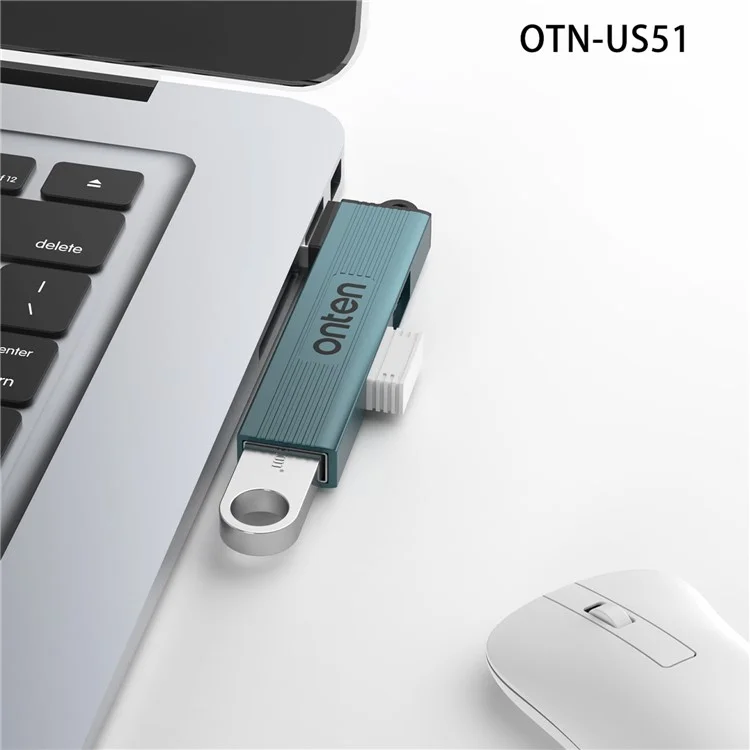 ONTEN OTN-US51 Adaptador de Hub USB-A a 2xUSB 2.0 + USB3.0 de Alta Velocidad con Carcasa de Aleación de Aluminio