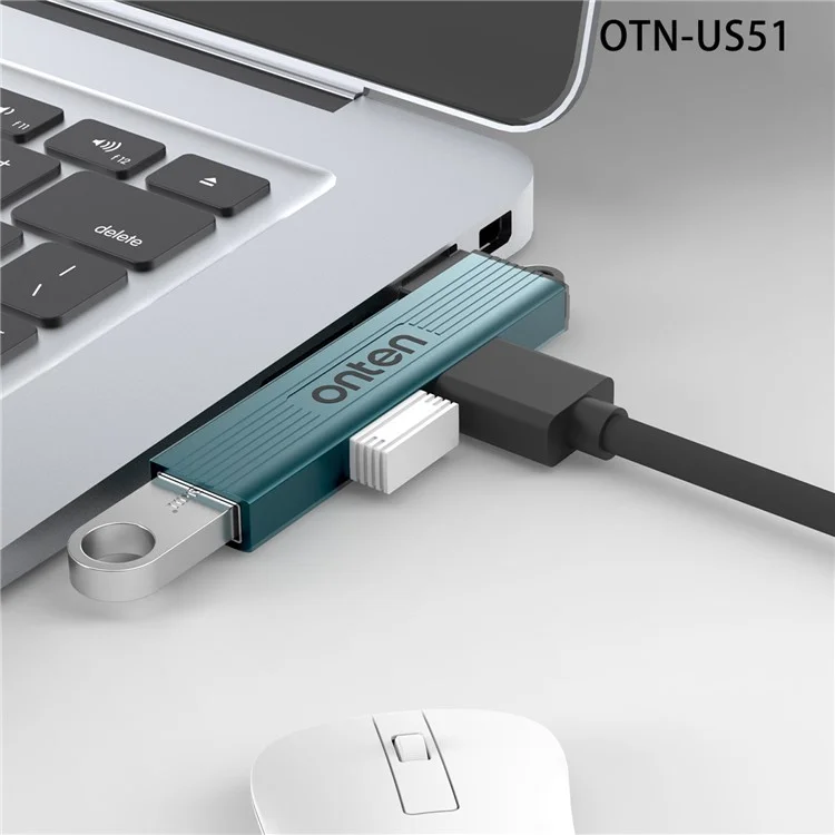 ONTEN OTN-US51 Adaptador de Hub USB-A a 2xUSB 2.0 + USB3.0 de Alta Velocidad con Carcasa de Aleación de Aluminio