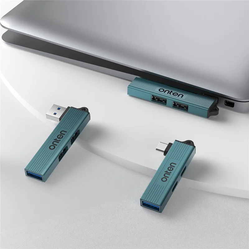 ONTEN OTN-US51 Adaptador de Hub USB-A a 2xUSB 2.0 + USB3.0 de Alta Velocidad con Carcasa de Aleación de Aluminio