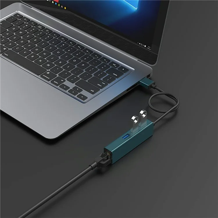 ONTEN 5221 Hub USB 4 en 1 Adaptateur Ethernet Carte Réseau 100 Mbps Dock d'Extension 3 ports USB 3.0