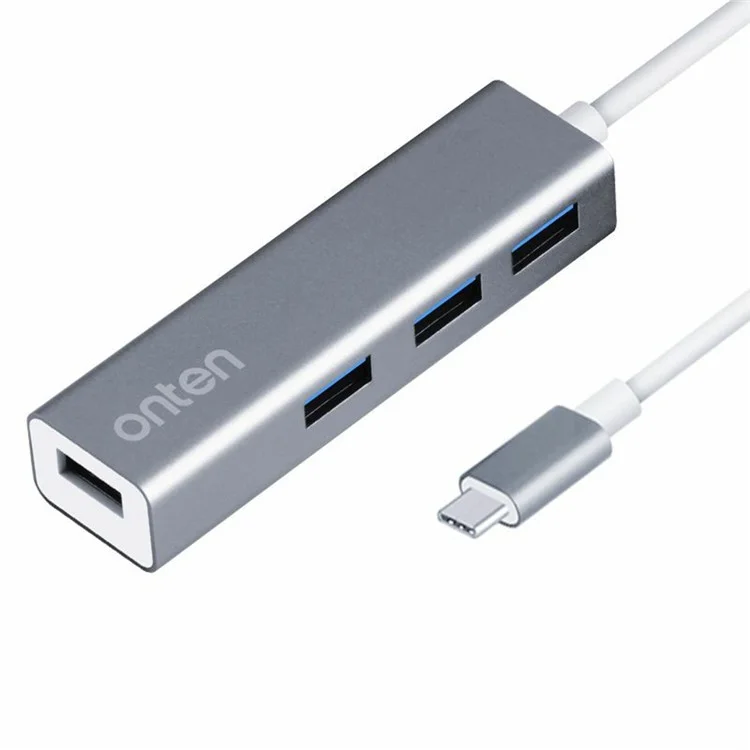 ONTEN 9596 4-Port USB 3.0 Erweiterungshub 5 Gbit/s Datenübertragung Typ C zu USB-Verteiler - Grau