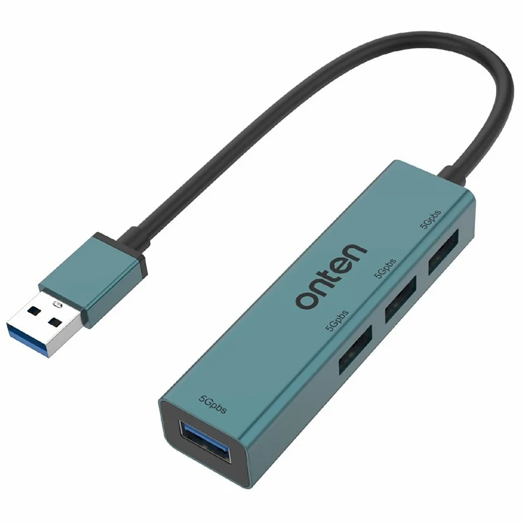 ONTEN 5222 4-in-1 USB-Hub aus Aluminium-Legierung, 5 Gbit/s Datenübertragung, 4x USB 3.0 Verteiler-Adapter