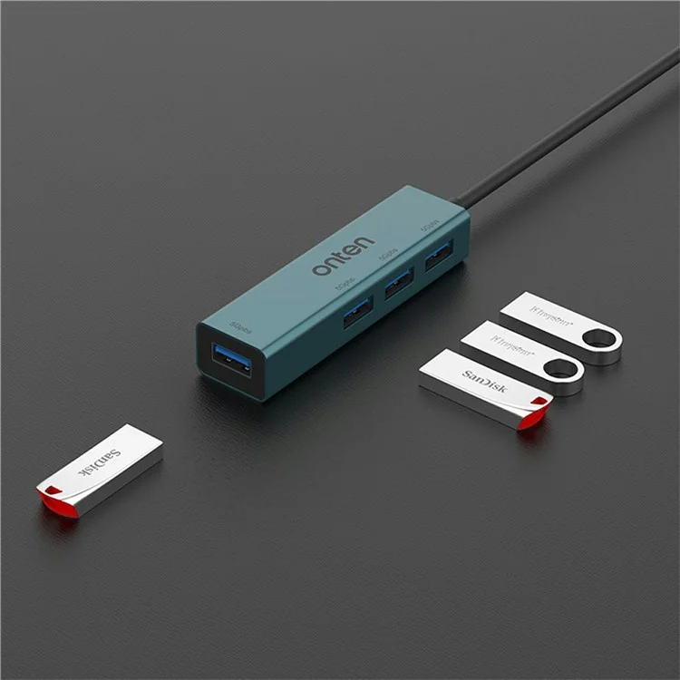 ONTEN 5222 4-in-1 USB-Hub aus Aluminium-Legierung, 5 Gbit/s Datenübertragung, 4x USB 3.0 Verteiler-Adapter
