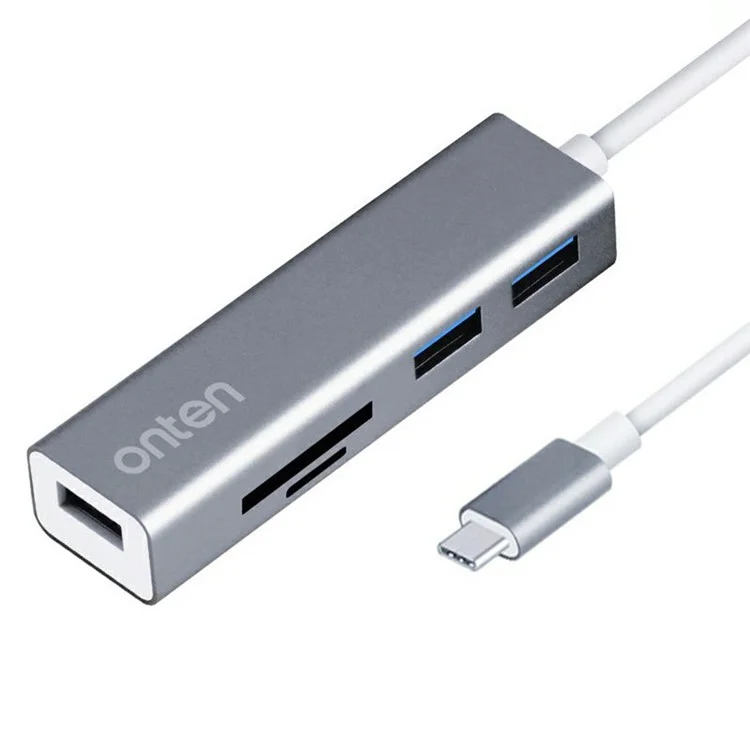 ONTEN 9597 Type C to USB 3.0 Hub 5 In 1 Aluminum Alloy Expansion Dock SD TF Card Reader