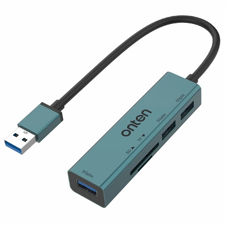 ONTEN 5223 Hub d'expansion 5 en 1 USB 3.0 3xUSB3.0 Lecteur de carte TF SD Adaptateur