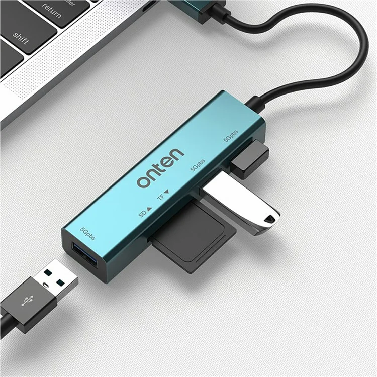 ONTEN 5223 Hub d'expansion 5 en 1 USB 3.0 3xUSB3.0 Lecteur de carte TF SD Adaptateur