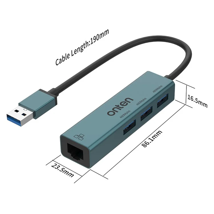 ONTEN 5226 4 in 1 USB Hub 100Mbps Network Card Ethernet Adapter 3 Port USB 2.0 Extension Dock