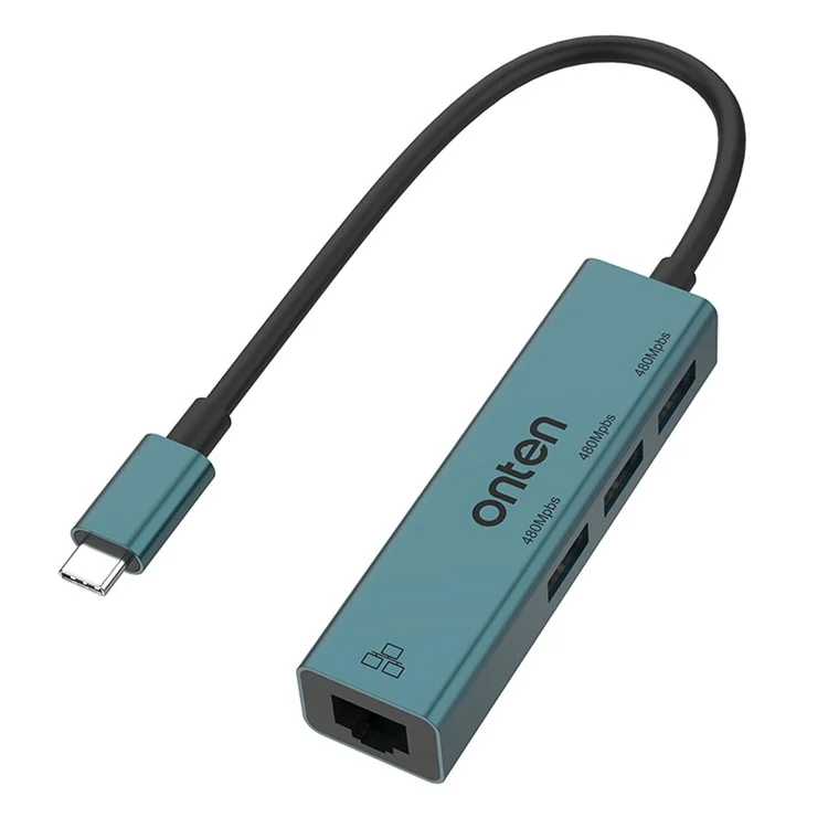 ONTEN 95226 Type-C to RJ45 + 3xUSB2.0 Ethernet Adapter USB Hub 4 in 1 Docking Station