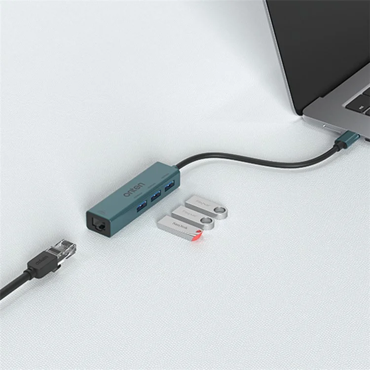 ONTEN 95226 Type-C to RJ45 + 3xUSB2.0 Ethernet Adapter USB Hub 4 in 1 Docking Station