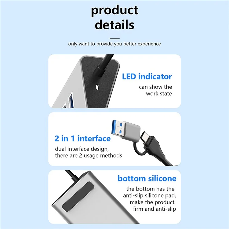 BLUEENDLESS HU105 USB 3.0 Hub 10 Ports Expansion Dock 7 USB 3.0 / 3 Type C Splitter with 2 In 1 USB / Type C Connector - UK Plug
