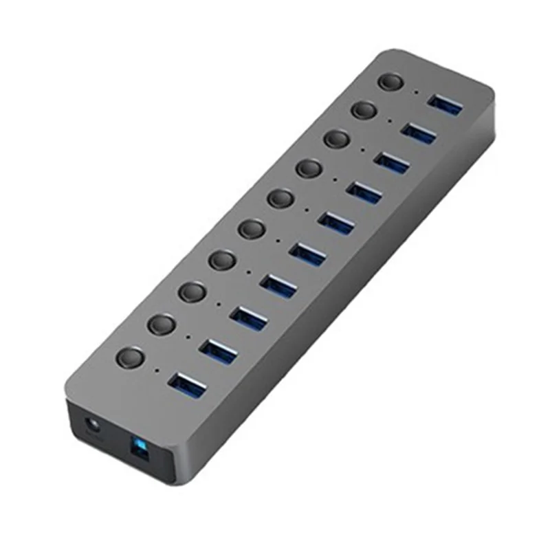BLUEENDLESS HU101 10 in 1 USB 3.0 Hub with Independent Switch Aluminum Alloy Expansion Dock - EU Plug