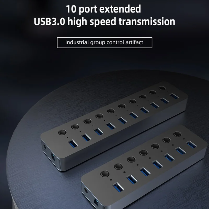 BLUEENDLESS HU101 10 in 1 USB 3.0 Hub with Independent Switch Aluminum Alloy Expansion Dock - EU Plug