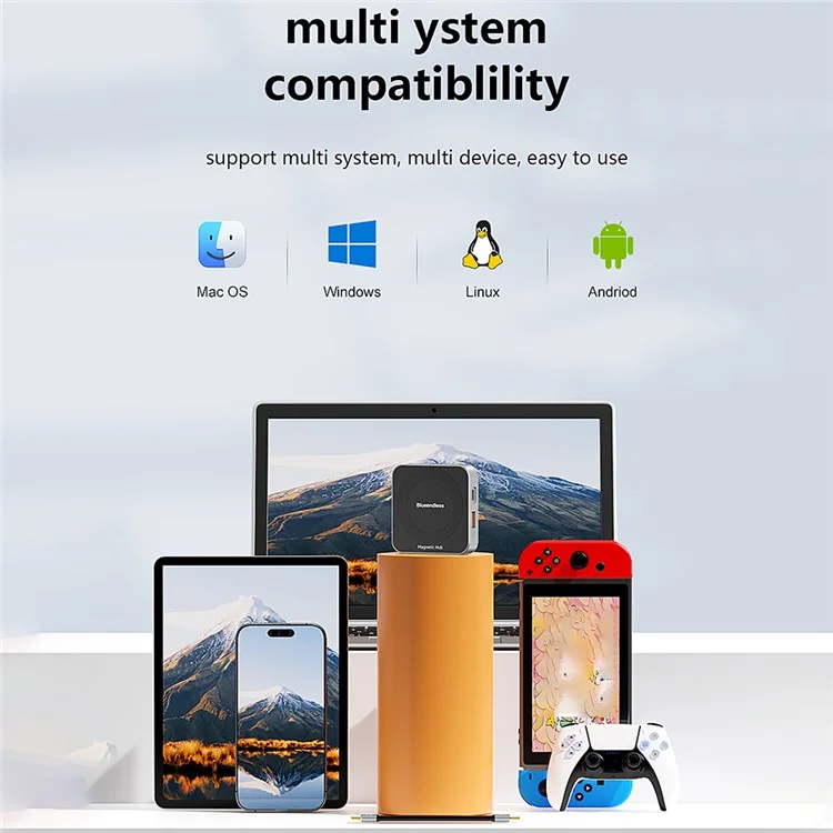 BLUEENDLESS MC701 7 in 1 Magnetic Hub USB C Docking Station with SD / TF Card Reader for Phone  /  Laptop  /  Tablet