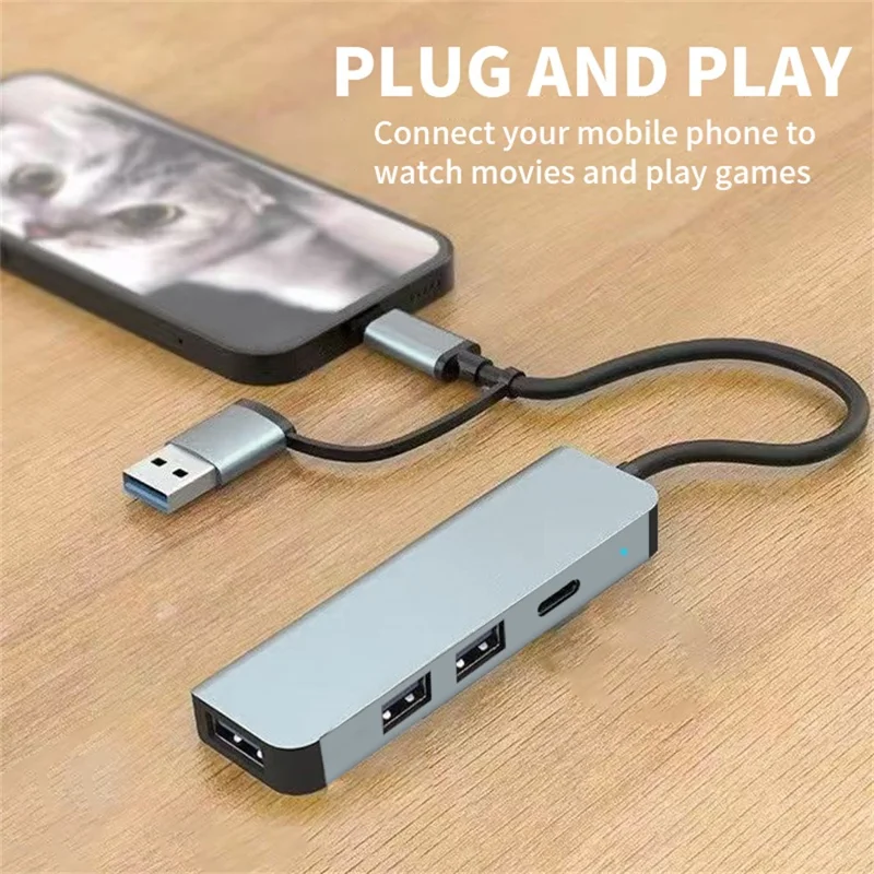Stazione di Docking USB Type-C con Doppia Porta per Laptop, Hub Multiporta USB 3.0 con Splitter