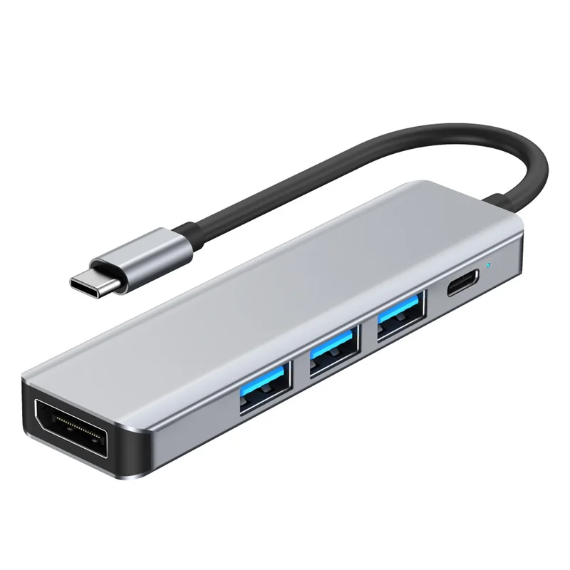 2421 Type-C 5 in 1 Laptop Expansion Hub 8K DP 100W PD Charging USB 2.0 Ports Adapter