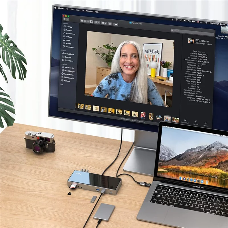 Station d'accueil USB IVIIN IV-D6902 16 en 1 avec 5x USB 3.0 / HD / DP / Gigabit / Lecteur de cartes SD et TF, Prise US