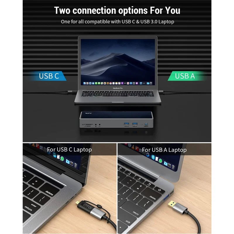 Station d'accueil USB IVIIN IV-D6902 16 en 1 avec 5x USB 3.0 / HD / DP / Gigabit / Lecteur de cartes SD et TF, Prise US