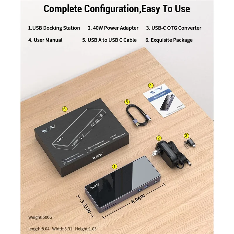 Station d'accueil USB IVIIN IV-D6902 16 en 1 avec 5x USB 3.0 / HD / DP / Gigabit / Lecteur de cartes SD et TF, Prise US
