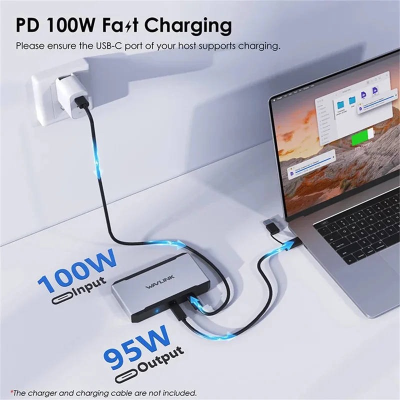 WAVLINK UG7701 100 Вт PD концентратор Адаптер USB-C к HD / DisplayPort док-станция Поддержка 4K 60 Гц
