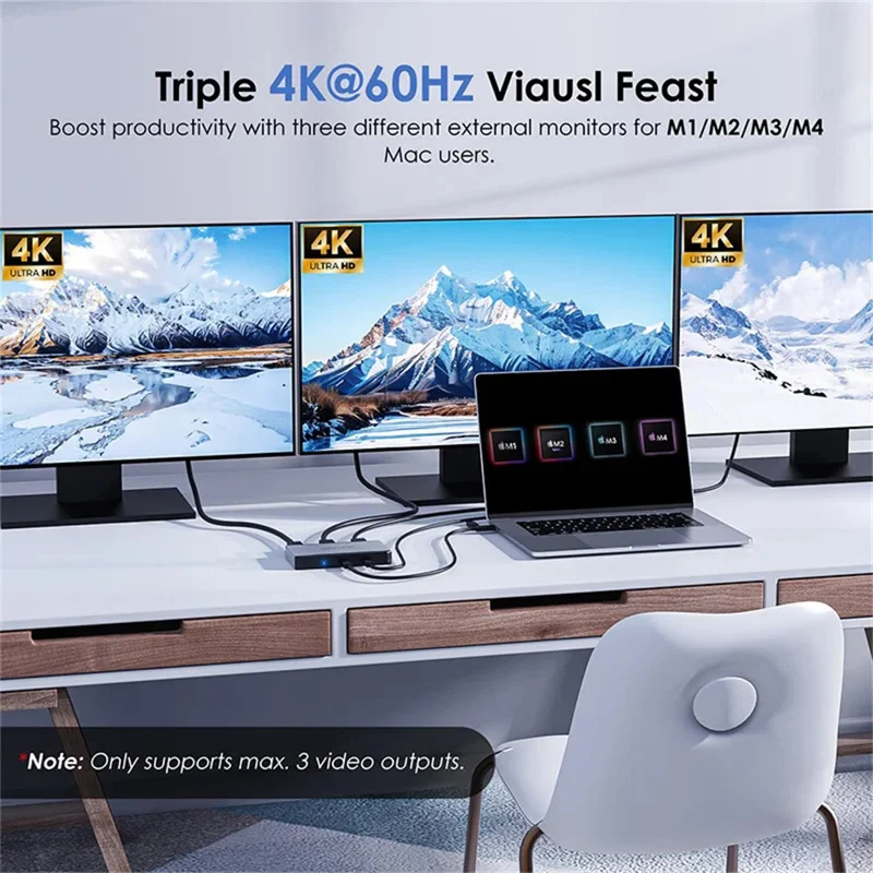 WAVLINK UG7701 100 Вт PD концентратор Адаптер USB-C к HD / DisplayPort док-станция Поддержка 4K 60 Гц