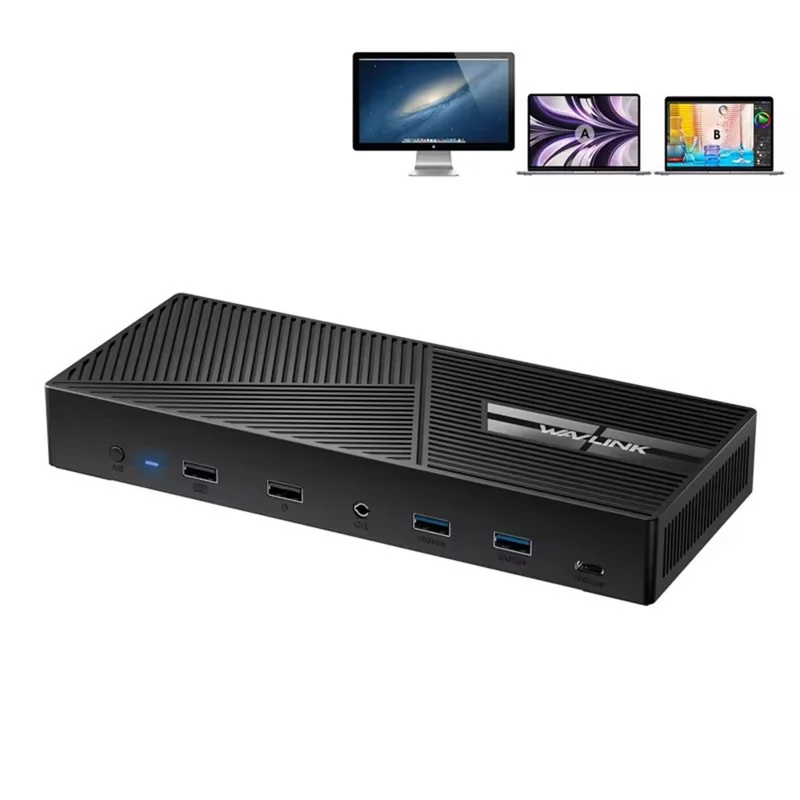 WAVLINK UG69PD27 DisplayLink 4K Monitor Docking Station USB-C KVM Exchanger Hub Adapter - US Plug