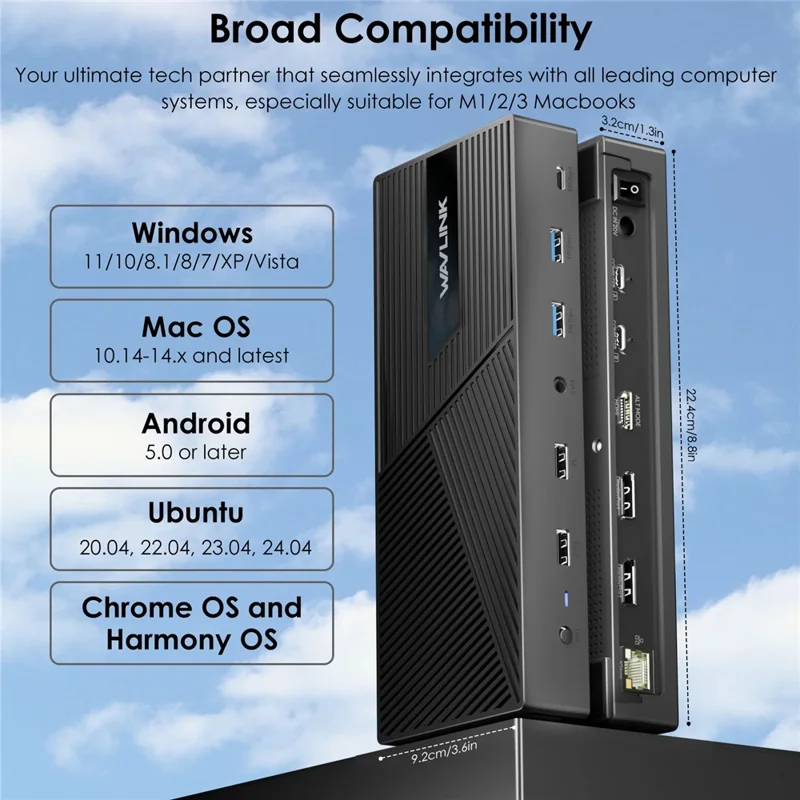 WAVLINK UG69PD27 DisplayLink 4K Monitor Docking Station USB-C KVM Exchanger Hub Adapter - US Plug