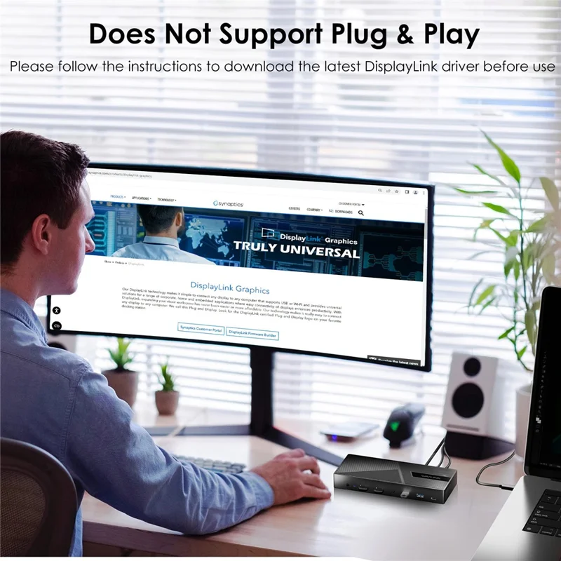 WAVLINK UG69PD27 DisplayLink 4K Monitor Docking Station USB-C KVM Exchanger Hub Adapter - US Plug