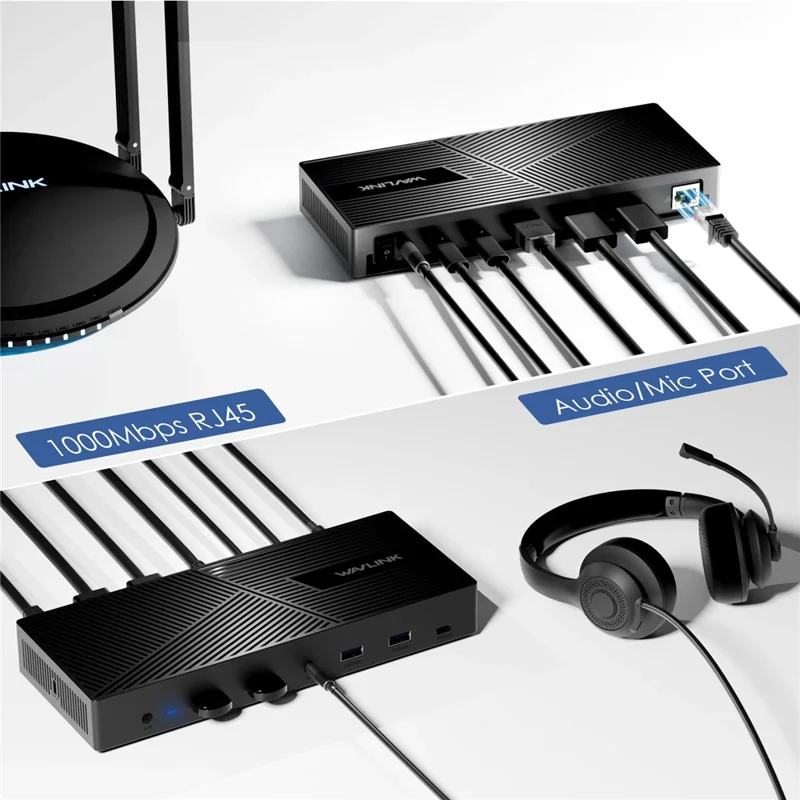 WAVLINK UG69PD27 DisplayLink 4K Monitor Docking Station USB-C KVM Exchanger Hub Adapter - US Plug