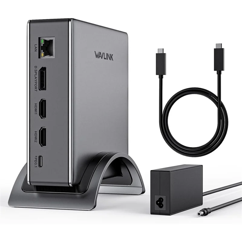 WAVLINK UMD27PRO Laptop Docking Station 2 HD + DP 140W PD Hub Adapter Support 8K 30Hz  /  4K 144Hz - US Plug